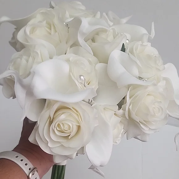 Wedding Beautiful Bride Bridal bouqet Real Touch Forever Flowers Bridesmaid 1pc - Picture 6 of 14